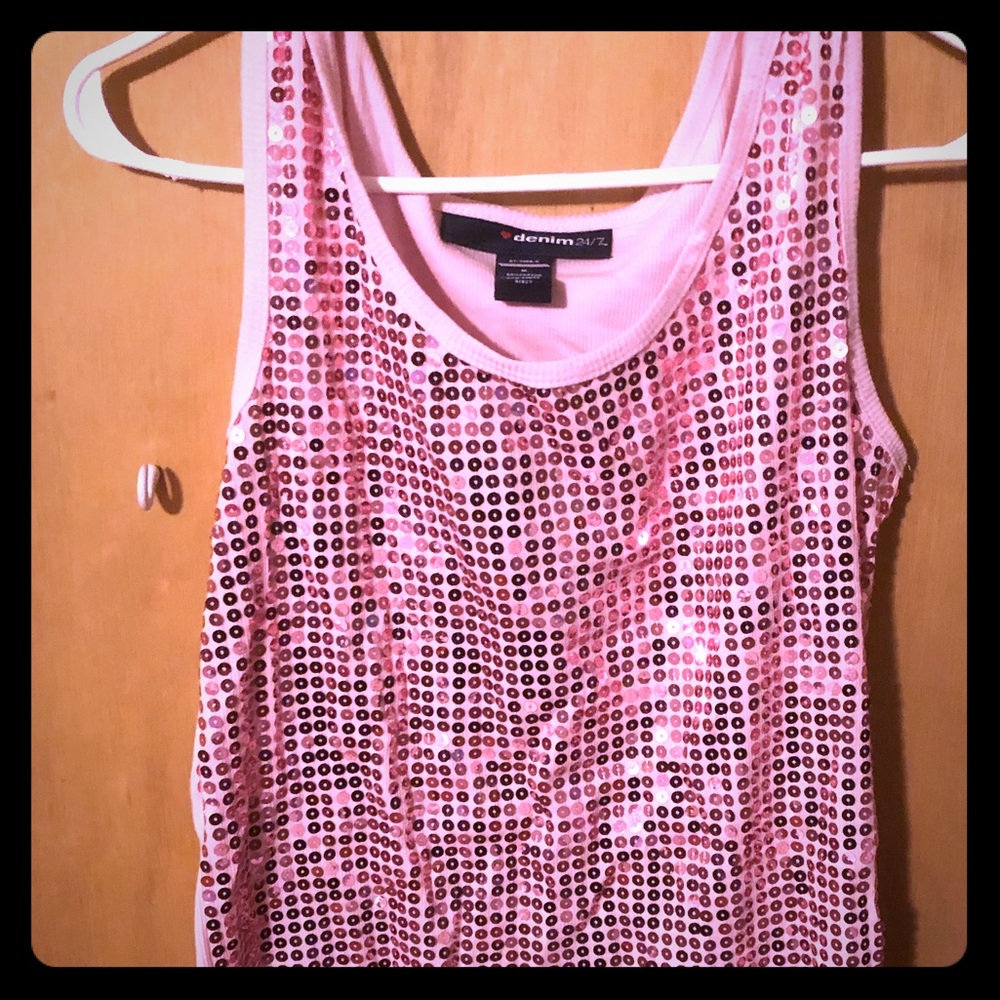 Denim 24/7 sequin tank top